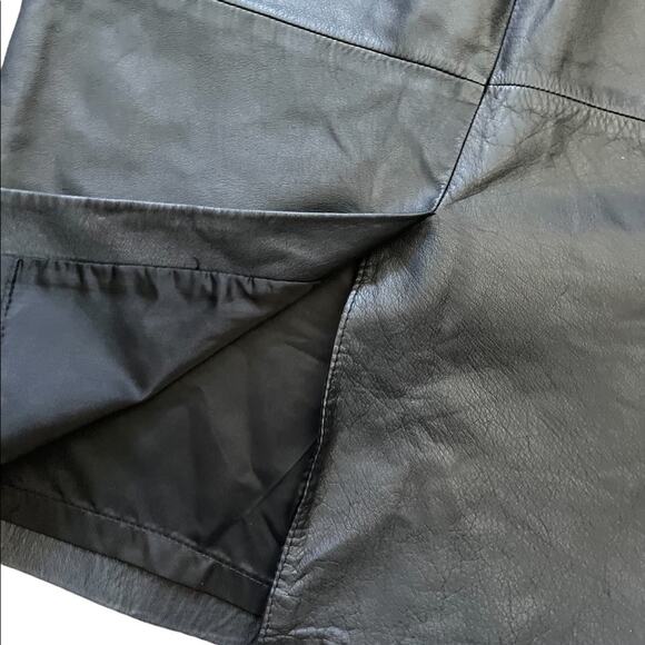Vintage Design Assets genuine leather black pleated pencil skirt size 6 - Picture 11 of 14